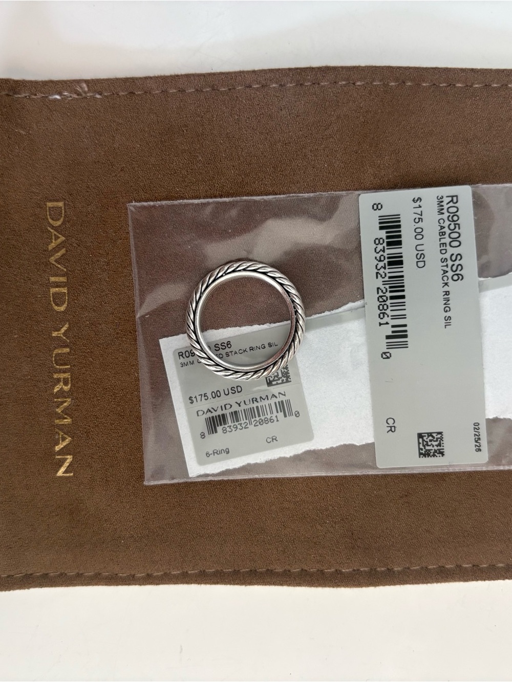 David Yurman Cable Collectibles Band Ring, 3mm, Size 6